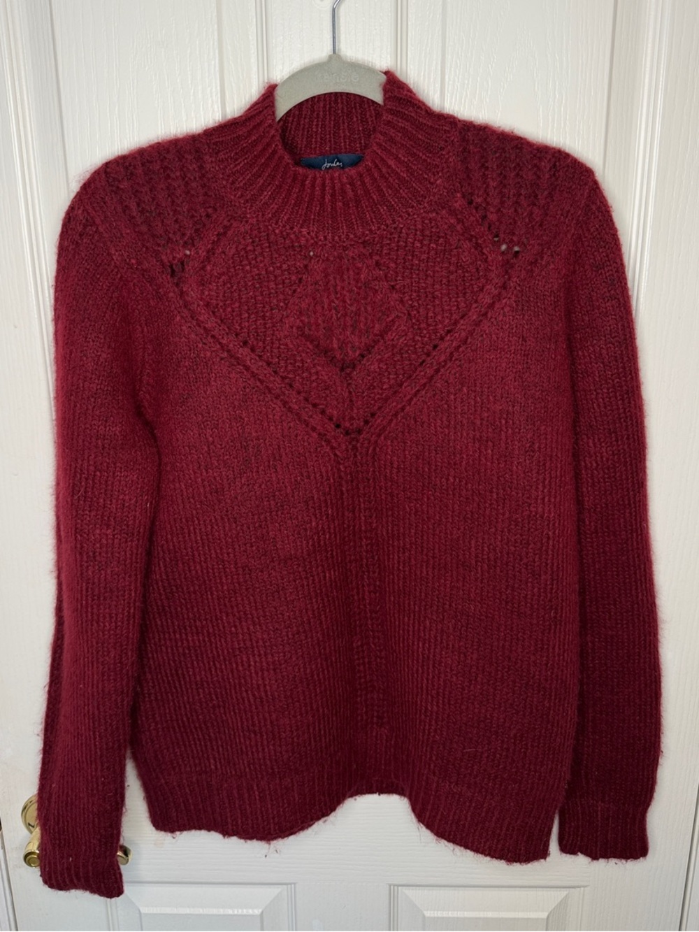 Joules Raspberry Red Textured Knit Sweater